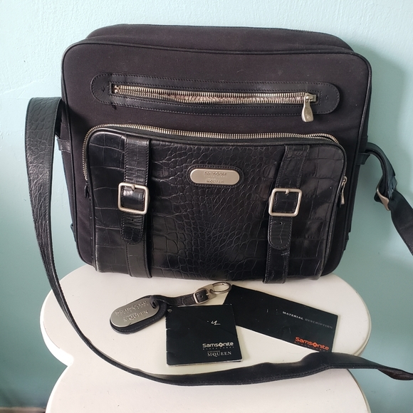 Samsonite Alexander McQueen collab black messenger...